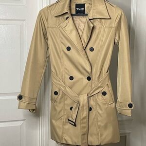Wando Tan Women's Double-Breasted Trench Coat